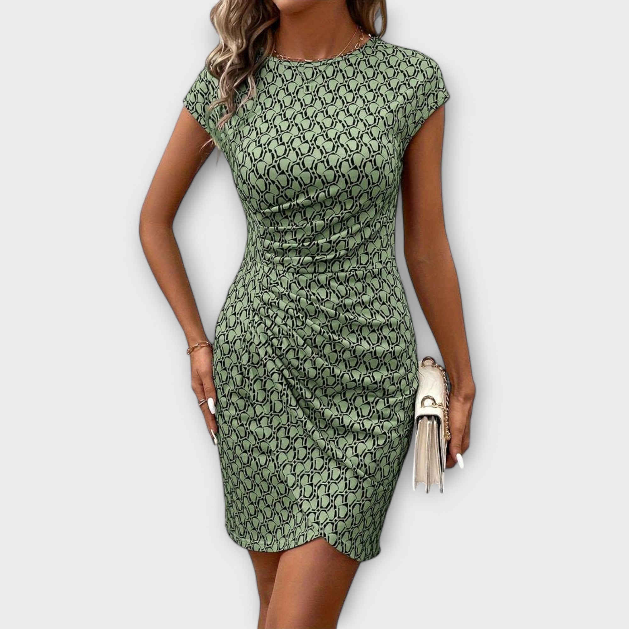 Emma - Short sleeve tulip dress with print